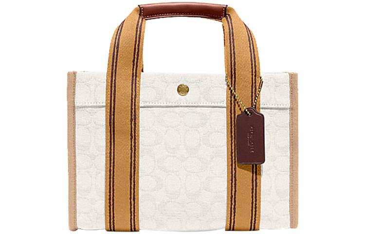 COACH Spin Leather One Shoulder Handbag, Crossbody Bag Large Women's White