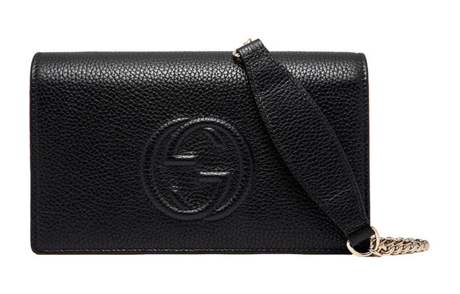 GUCCI Soho Leather Wallet, Shoulder Bag, Crossbody Bag Women's Black