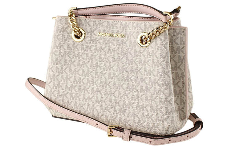 MICHAEL KORS Teagen Leather With Coated Canvas Handbag Women's White Monogram
