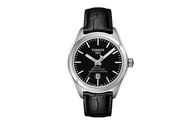 TISSOT PR100 Collection Quartz Movement Women's Watch 33mm Black Dial Stainless Steel Case