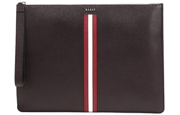 BALLY BALLY Leather Clutch Regular Men's Coffee Red White