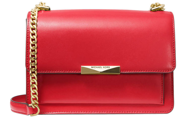 MICHAEL KORS Jade Leather Shoulder Bag, Crossbody Bag Large Women's Red