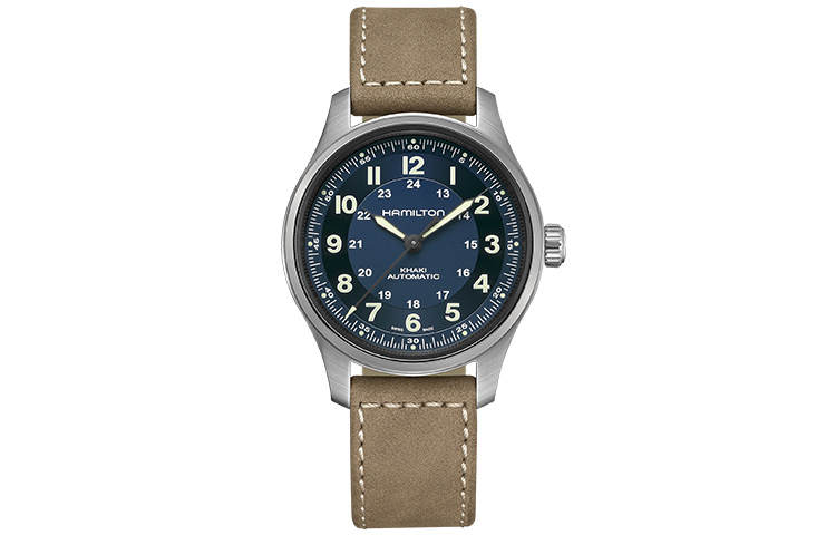 HAMILTON Khaki Field Series Automatic Mechanical Movement 100m Waterproof Men's Watches Watch 42mm Blue Dial