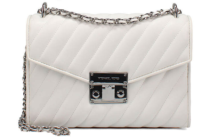 MICHAEL KORS Rose Leather Shoulder Bag, Crossbody Bag Regular Women's Pure White