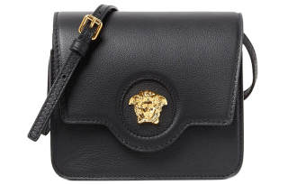 VERSACE Cow Leather Shoulder Bag, Fanny Pack Women's Black