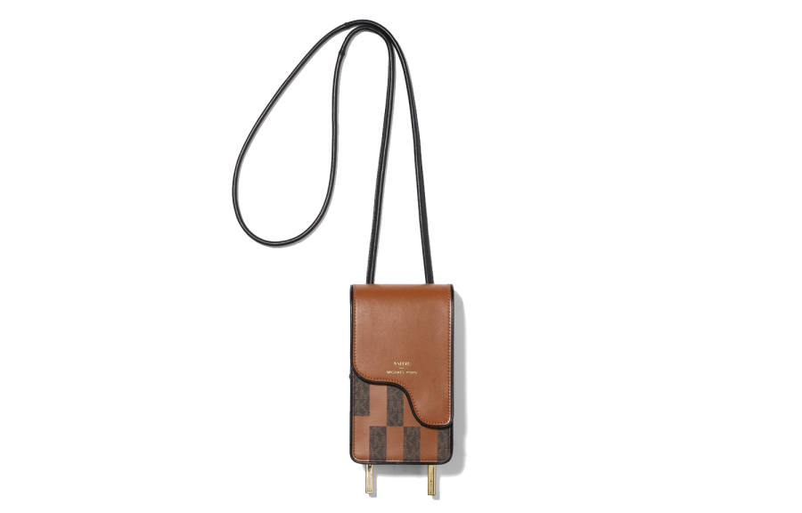 MICHAEL KORS X ASHYA Cow Leather Cell Phone Pouch, Crossbody Bag, Fanny Pack Regular Unisex Brown