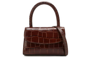 By Far Croco Cow Leather Crossbody Handbag Regular Women's Coffee