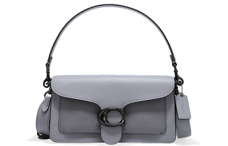COACH Leather Shoulder Bag, Portable Crossbody Bag Women's Dark Gray