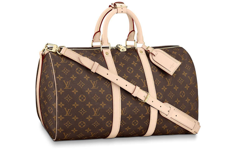 LOUIS VUITTON Keepall Monogram Canvas With Cow Leather Trim Travel Bag, Shoulder Bag, Crossbody Bag, Handbag Women's
