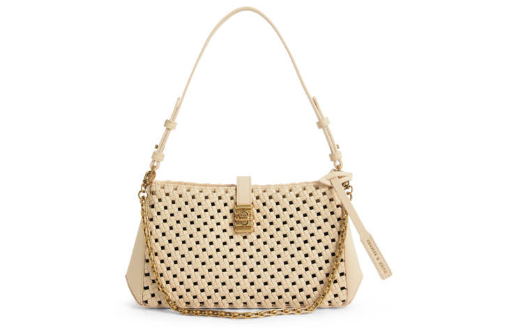 CHARLES&KEITH Polyurethane, Synthetic Leather Shoulder Bag Women's Black/Beige/Orange