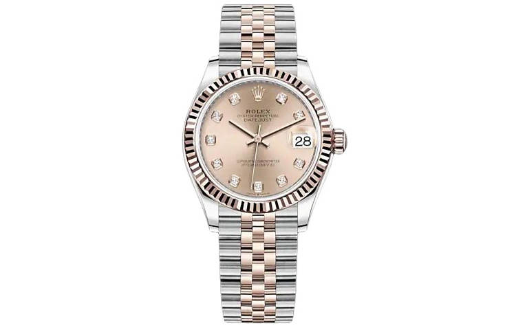 ROLEX Diamond Bezel Two Tone Datejust Collection Automatic Mechanical Movement Women's Watch 31mm
