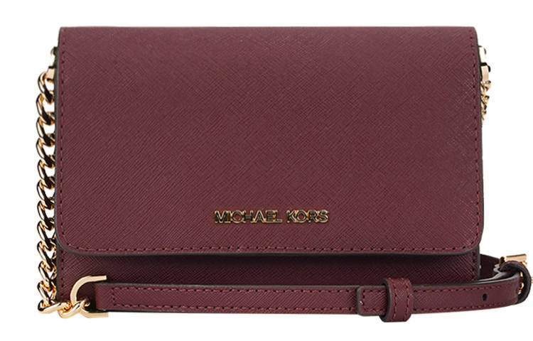 MICHAEL KORS Jet Set Travel Cow Leather Envelope Shoulder Bag Medium Women's Burgundy