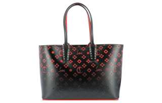 Christian Louboutin CL LUBOTING Cow Leather Tote Bag, Shopping Bag, Shoulder Bag Women's Black & Red