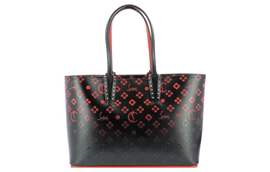 Christian Louboutin CL LUBOTING Cow Leather Tote Bag, Shopping Bag, Shoulder Bag Women's Black & Red