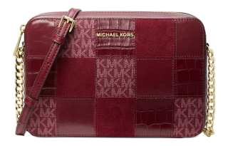 MICHAEL KORS Jet Set PVC With Polyester Camera Bag, Shoulder Bag, Crossbody Bag Women's Plum