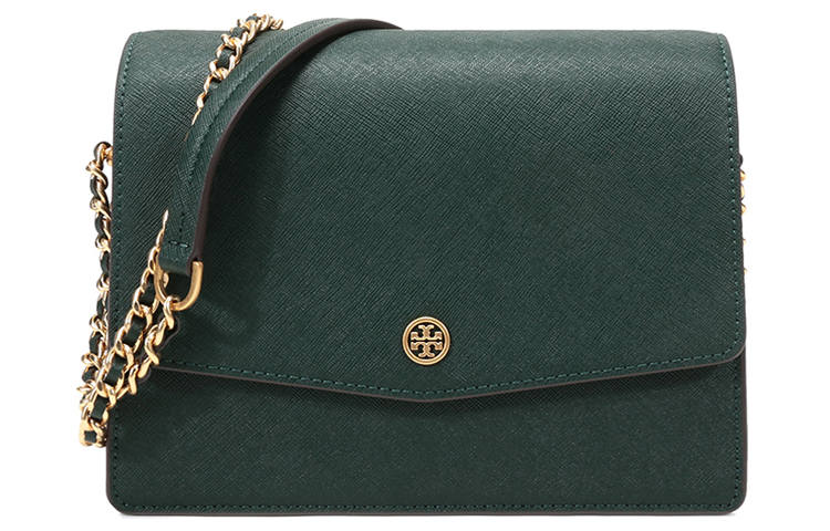 TORY BURCH Robinson Leather Portable Crossbody Bag, Shoulder Bag Women's Dark Green