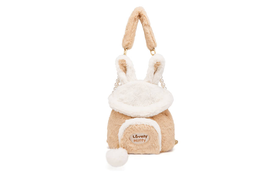 Miffy Faux Rabbit Fur Bucket Bag, Shoulder Bag, Crossbody Bag Small Women's Khaki
