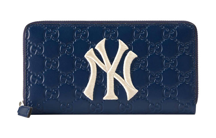 GUCCI GUCCI X MLB Collaboration Leather Wallet Unisex Blue