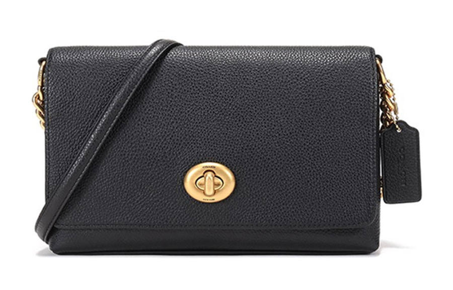 COACH Crosstown Pebbled Leather Small Square Bag Shoulder Bag Medium Women's Black