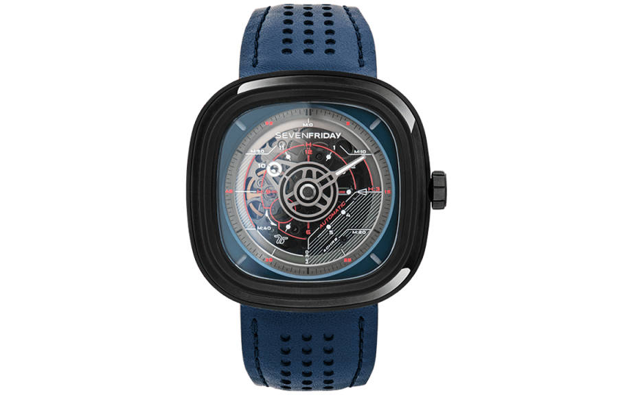 SEVENFRIDAY T Series Automatic Mechanical Movement 30m Waterproof Unisex Watch 45.6mm Black Dial
