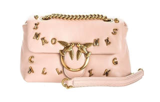 PINKO Puff Sheepskin Bird Bag, Swallow Bag, Crossbody Bag, Shoulder Bag Mini Women's Pink