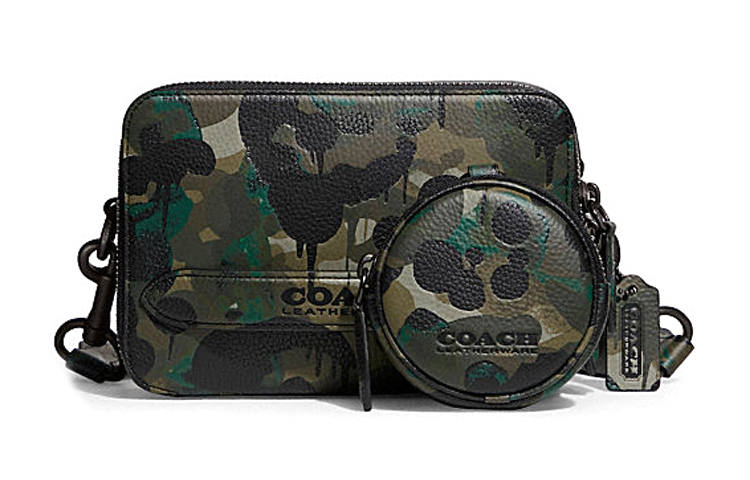 COACH Charter Leather Shoulder Bag, Crossbody Bag Small Men's Camouflage