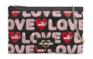 LOVE MOSCHINO Polyurethane Chain Bag One Shoulder Crossbody Clutch Women's Black