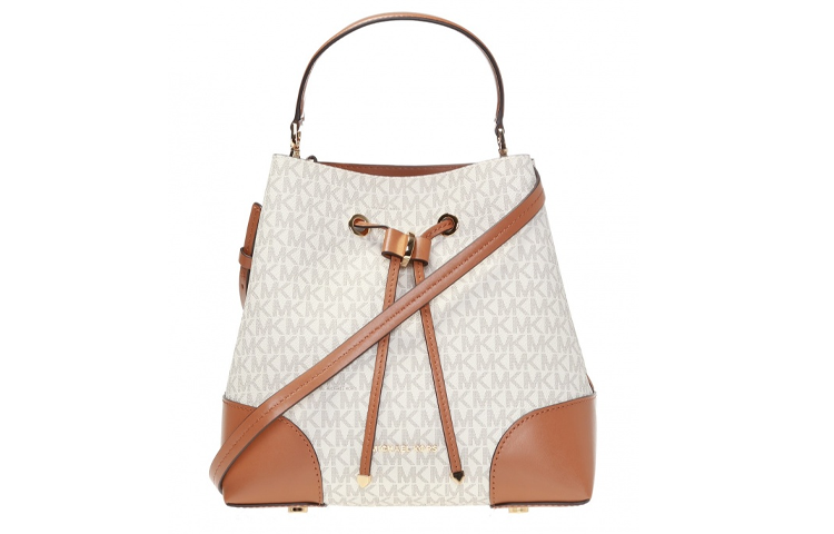 MICHAEL KORS Mercer Gallery Canvas With Leather Bucket Bag, Handbag, Shoulder Bag, Crossbody Bag Medium Women's