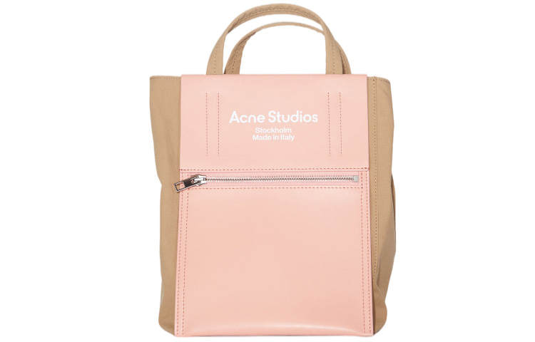 Acne Studios Cow Leather Paper Bag, Tote Bag, Shopping Bag, Handbag, Crossbody Bag Mini Women's Brown/Pink