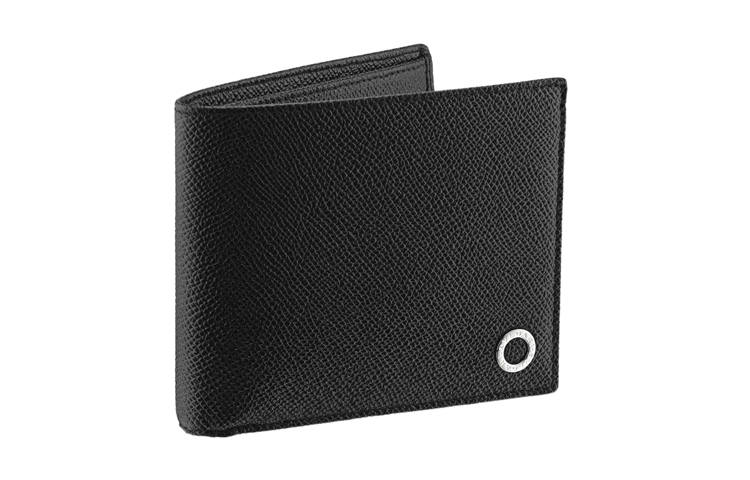 BVLGARI Grain Calfskin Wallet Men's Black