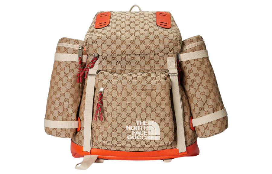 GUCCI X TNF The North Face Collaboration Collection Canvas Backpack Unisex Ebony/Beige/Orange