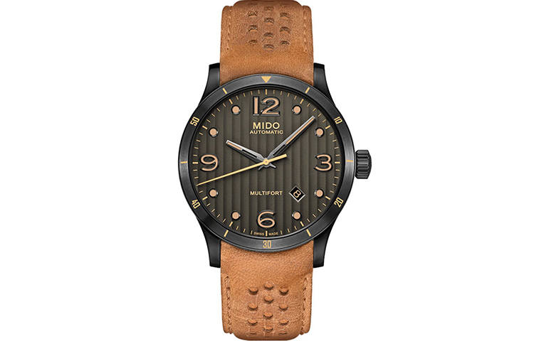 MIDO Helm Automatic Mechanical Movement 100m Waterproof Men's Watch 42mm Black Dial Stainless Steel Case