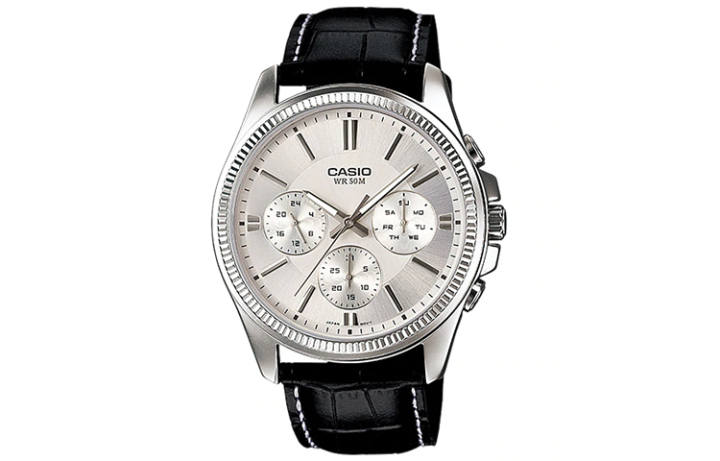 CASIO CASIO STANDARD 3 Eye Quartz Movement Leather Strap Watch Men's Watches White Dial
