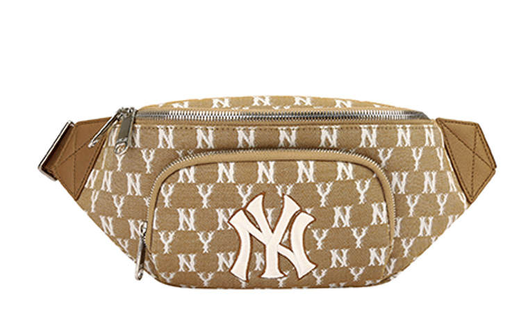 MLB Monogram Collection Fabric Combo Bag, Crossbody Fanny Pack Regular Unisex Khaki