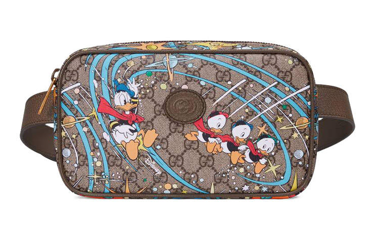 GUCCI Disney Canvas With Leather Sling Bag, Fanny Pack Unisex Ebony