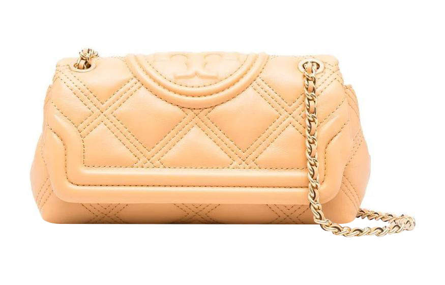 TORY BURCH Fleming Grain Leather Portable Crossbody Bag, Shoulder Bag Women's Yellow