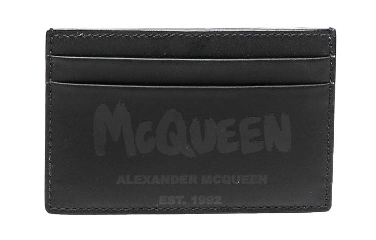 Alexander McQueen Letter Print Leather Card Holder Men's Black