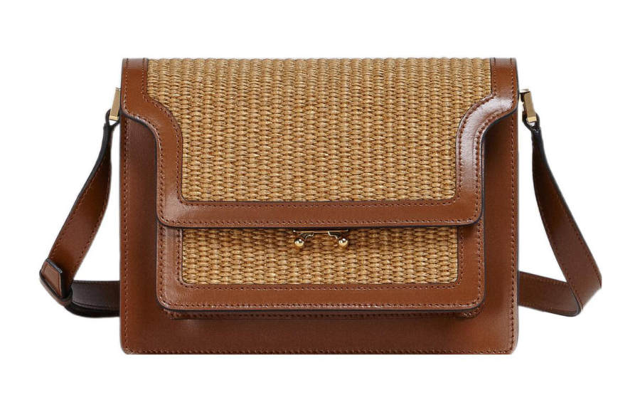 MARNI Trunk Calfskin Trunk Bag, Crossbody Bag, Shoulder Bag Women's Brown & Red