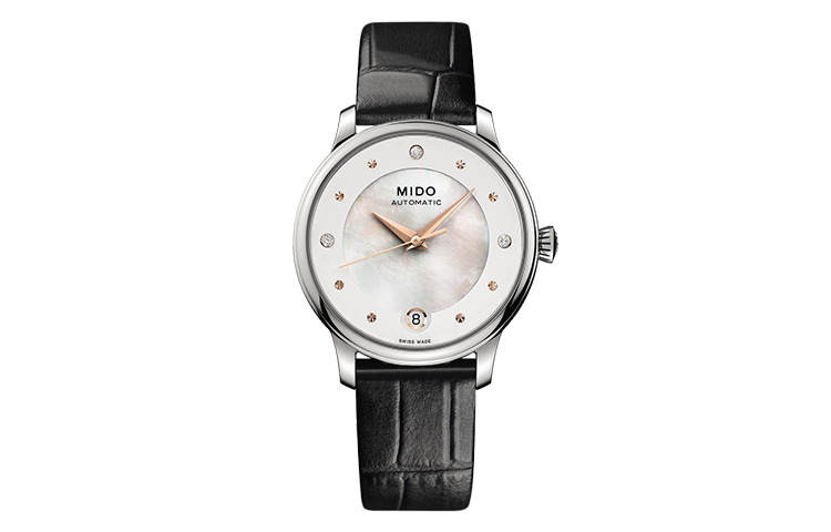 MIDO Baroncelli Automatic Mechanical Movement Women's Watch 33mm White Dial Leather Strap