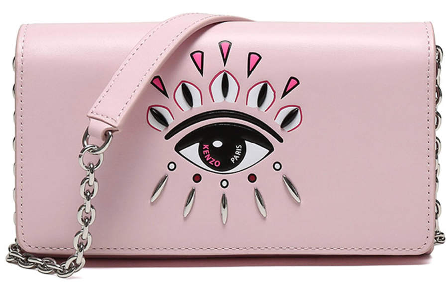 KENZO Cow Leather Chain Shoulder Bag Women's Light Pink