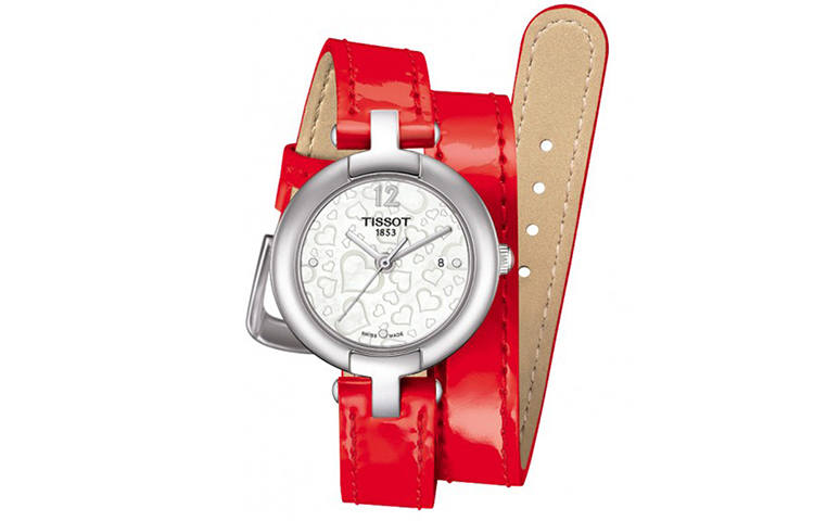 TISSOT Pink Multicolor Collection Quartz Movement Date Display Women's Watch 28mm White Dial