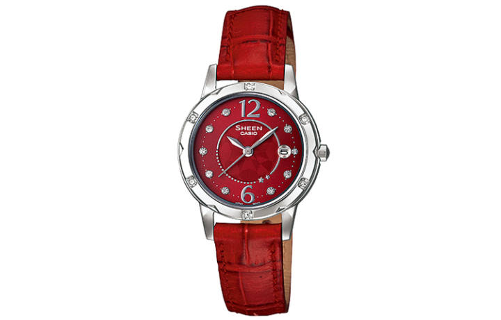 CASIO CASIO SHEEN Collection Quartz Movement Genuine Leather Strap Watch Women's Watch Red Watch Dial