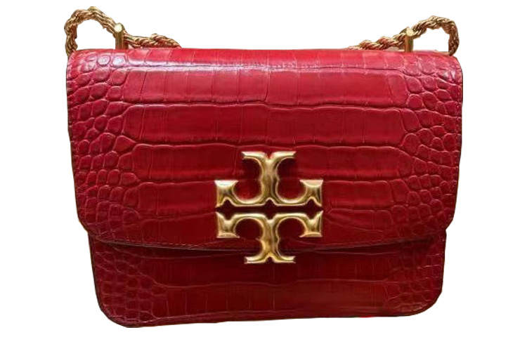 TORY BURCH Eleanor Crocodile Leather With Cow Leather Crossbody Bags Women's Red