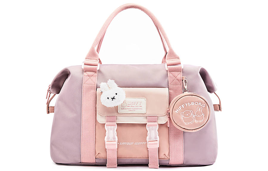 Miffy Fabric Fitness Clothing Storage Bag, Shoulder Bag, Crossbody Bag Women's Pink/Black