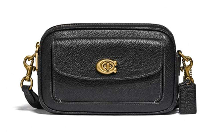 COACH Willow Grain Leather Camera Bag, Shoulder Bag, Crossbody Bag Small Women's Black