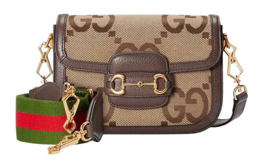 GUCCI Unisex Horsebit 1955 Jumbo GG Mini Crossbody Bag Brown
