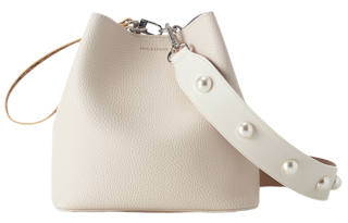 FIND KAPOOR Artificial Leather Bucket Bag, Shoulder Bag, Crossbody Bag Women's Ivory White/Pearl Powder