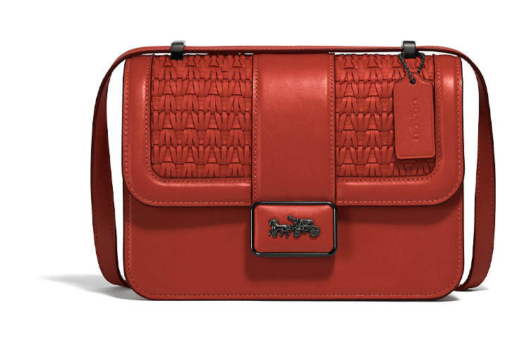COACH Alie Leather Small Square Bag, Shoulder Bag, Crossbody Bag Small Women's Red