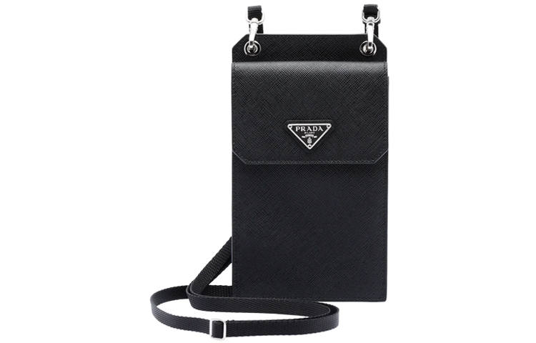 PRADA PRADA Saffiano Leather Cell Phone Pouch Unisex Black
