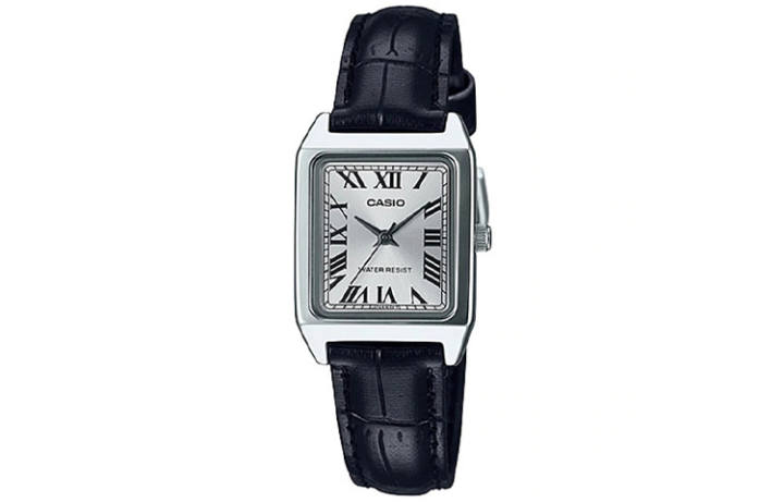 CASIO CASIO STANDARD Small Square Table Quartz Movement Leather Strap Watch Women's Watch White Dial